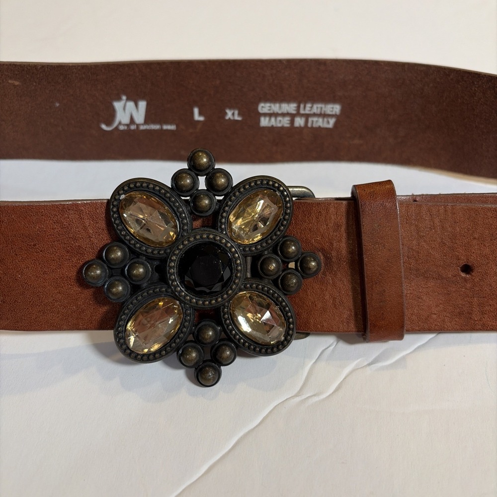 Junction West JW Genuine Leather Belt Green Made in Italy Women's L/XL  Bling